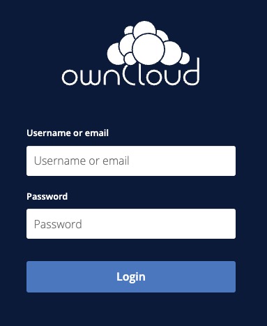 OwnCloud login screen