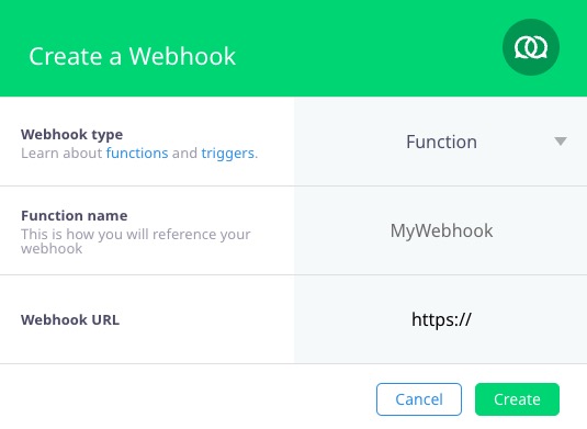 Parse Creating webhook screen