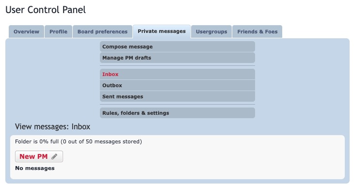 PhpBB inbox screen