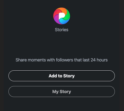 Pixelfed adding stories screen