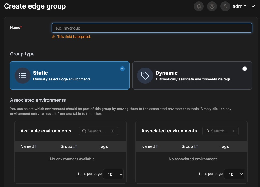 Portainer group screen