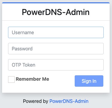 PowerDNS login screen