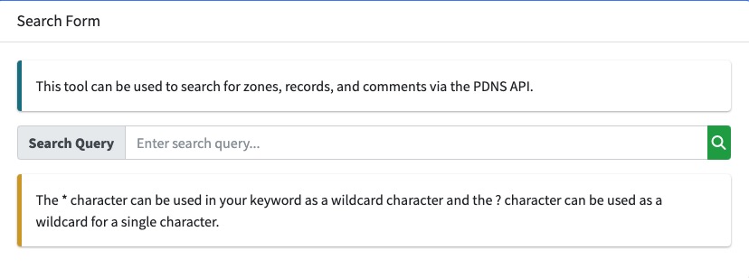 PowerDNS search query screen