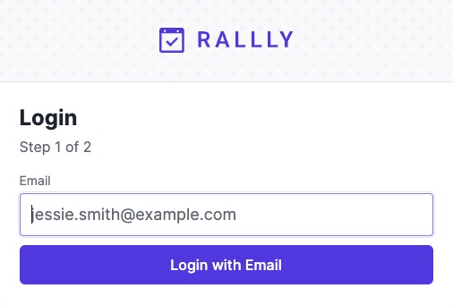 Rallly login screen