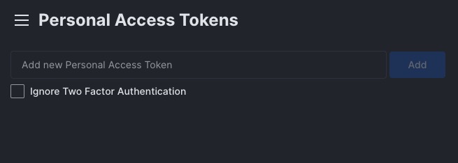 Rocket.Chat personal access token screen