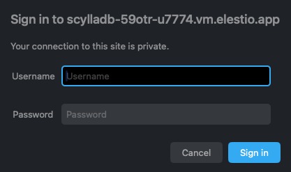 ScyllaDB login screen