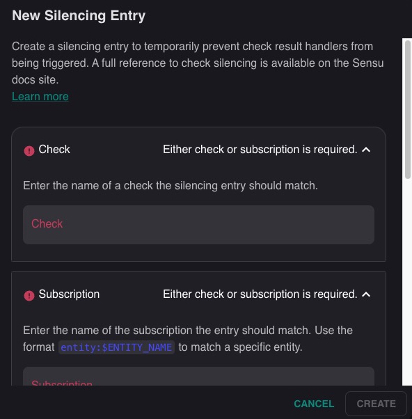 Sensu silencing screen