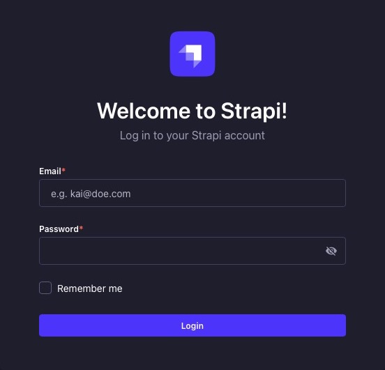 Strapi login screen screen