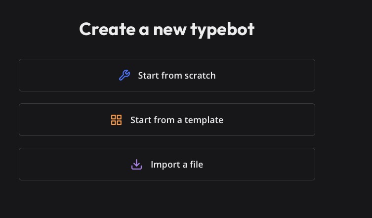 Typebot create screen