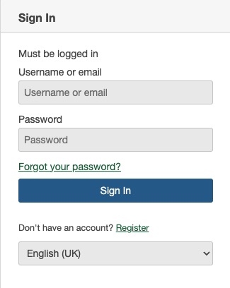Wekan login screen